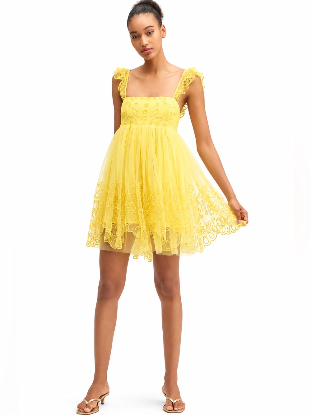 NWT Anthropologie Let Me Be Eyelet Tulle Mini Dress  Size M